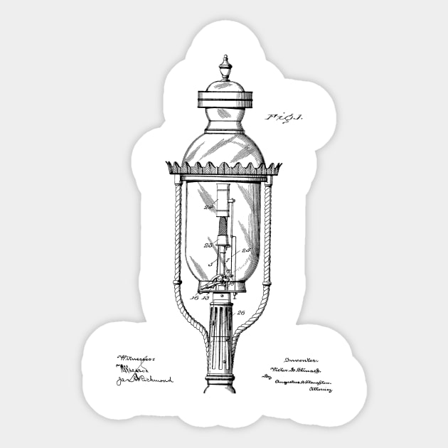 Incandescent Street Light Vintage Patent Hand Drawing Sticker by TheYoungDesigns